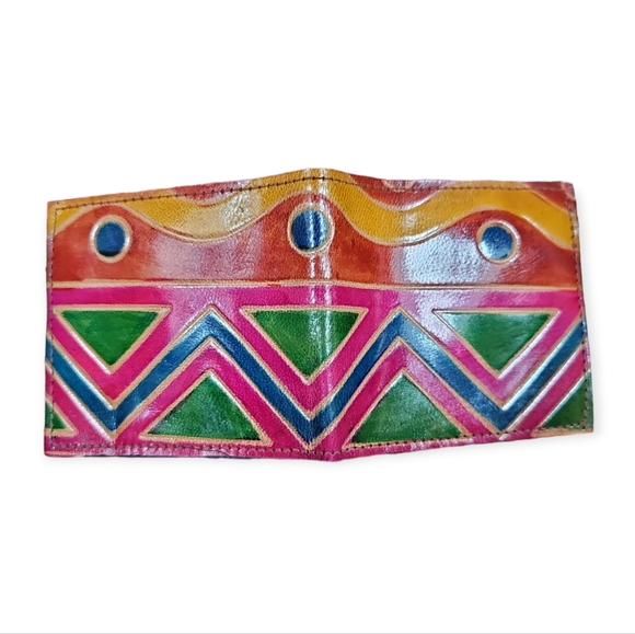 Vintage Leather Made in India Three Piece Clutch Wallet and Coin Purse Key Chain - Picture 10 of 14